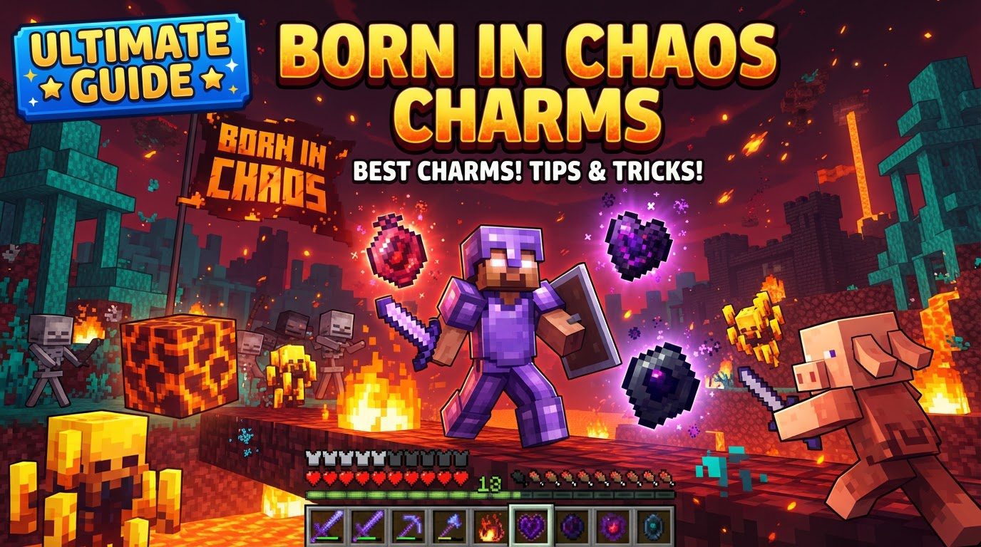 A player in combat, wielding a Pumpkin Staff, facing a tall, ghostly Missionary mob that is surrounded by Evoker Fangs and zombie skeletons, in a rainy, dark Minecraft world.